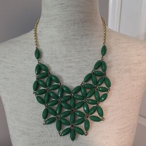 J. Crew Green Floral Necklace